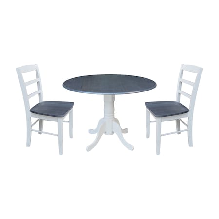 International Concepts 42 in. Dual Drop Leaf Dining Table with 2 Madrid LadderBack Chairs K05-42DP-C2-2